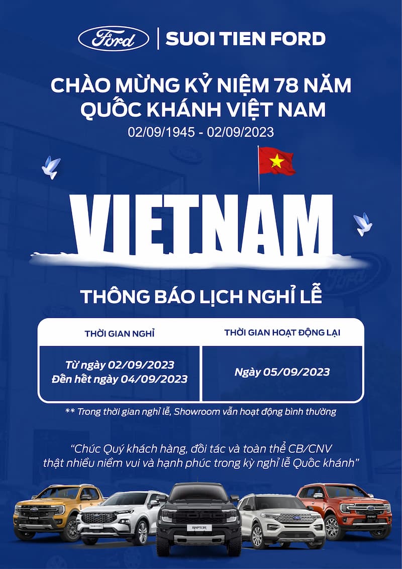 THÔNG BÁO NGHỈ LỄ 2/9 - CHÀO MỪNG 78 NĂM QUỐC KHÁNH VIỆT NAM