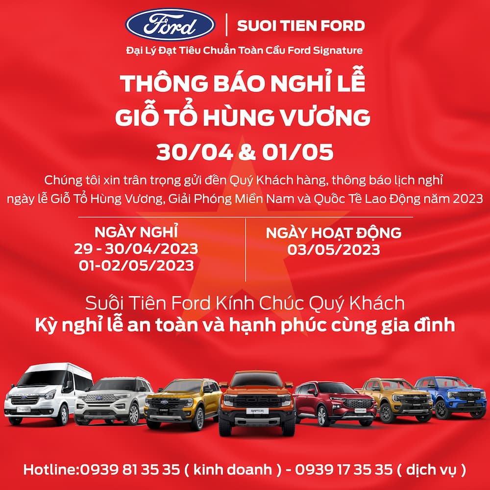 THÔNG BÁO NGHỈ LỄ GIỖ TỔ HÙNG VƯƠNG, 30/04 & 01/05/2023