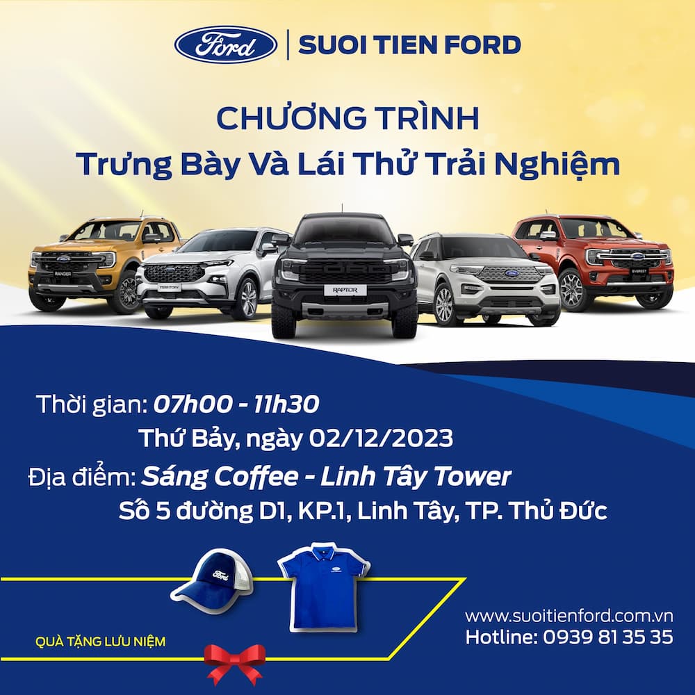 Trưng bày và lái thử xe Ford tại Sáng Coffee - Linh Tây Tower