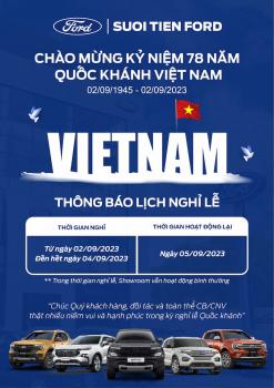 THÔNG BÁO NGHỈ LỄ 2/9 - CHÀO MỪNG 78 NĂM QUỐC KHÁNH VIỆT NAM